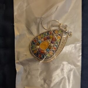 **LAST CALL-DONATE 2/21**NIP MULTI COLOR MOSAIC TEARDROP DANGLE EARRINGS